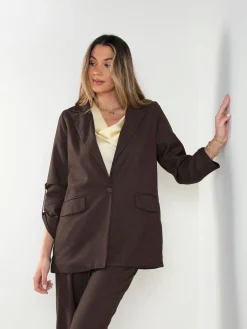 Blazer de alfaiataria com manga ajustável