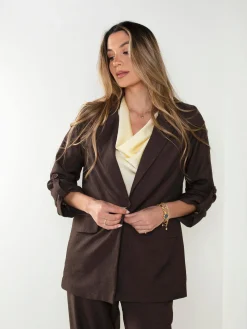 Blazer de alfaiataria com manga ajustável