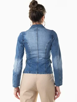 Blazer de ganga cintado azul