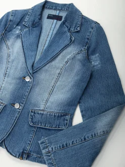 Blazer de ganga cintado azul