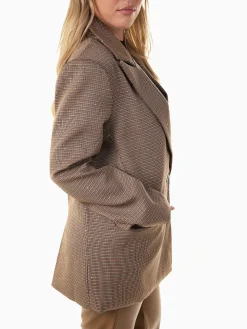 Blazer xadrez bege com brilho