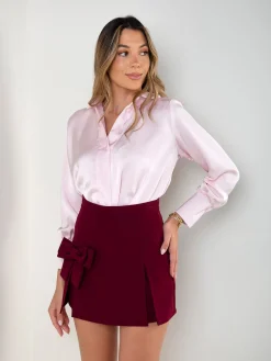 Blusa acetinada manga comprida