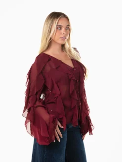 Blusa fluída com folhos