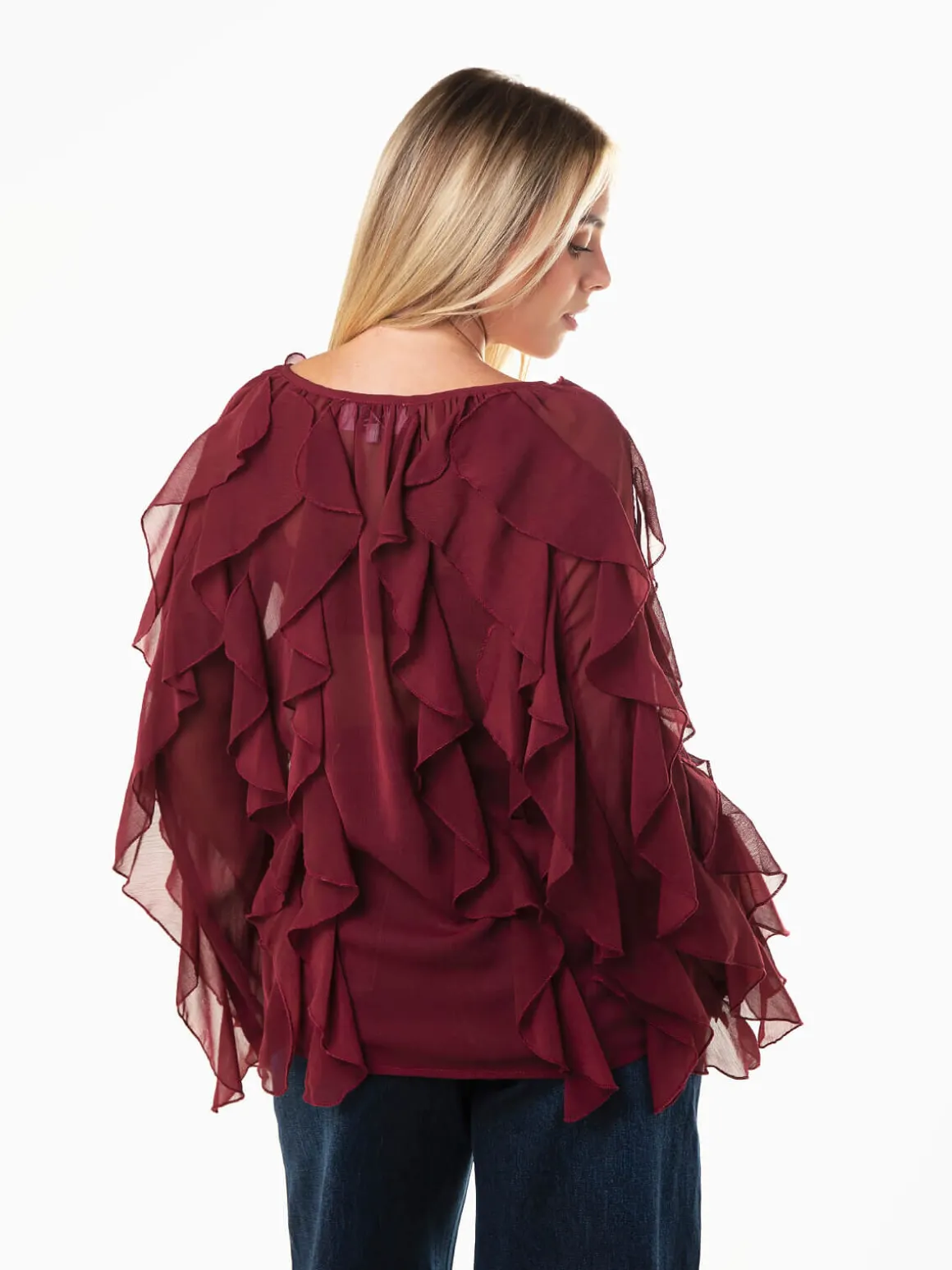 Blusa fluída com folhos