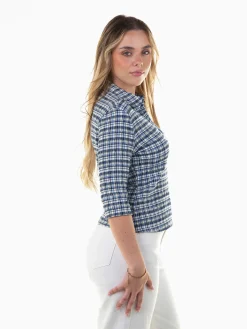 Blusa xadrez manga 3/4