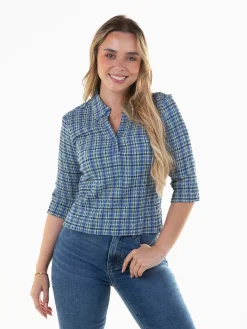 Blusa xadrez manga 3/4