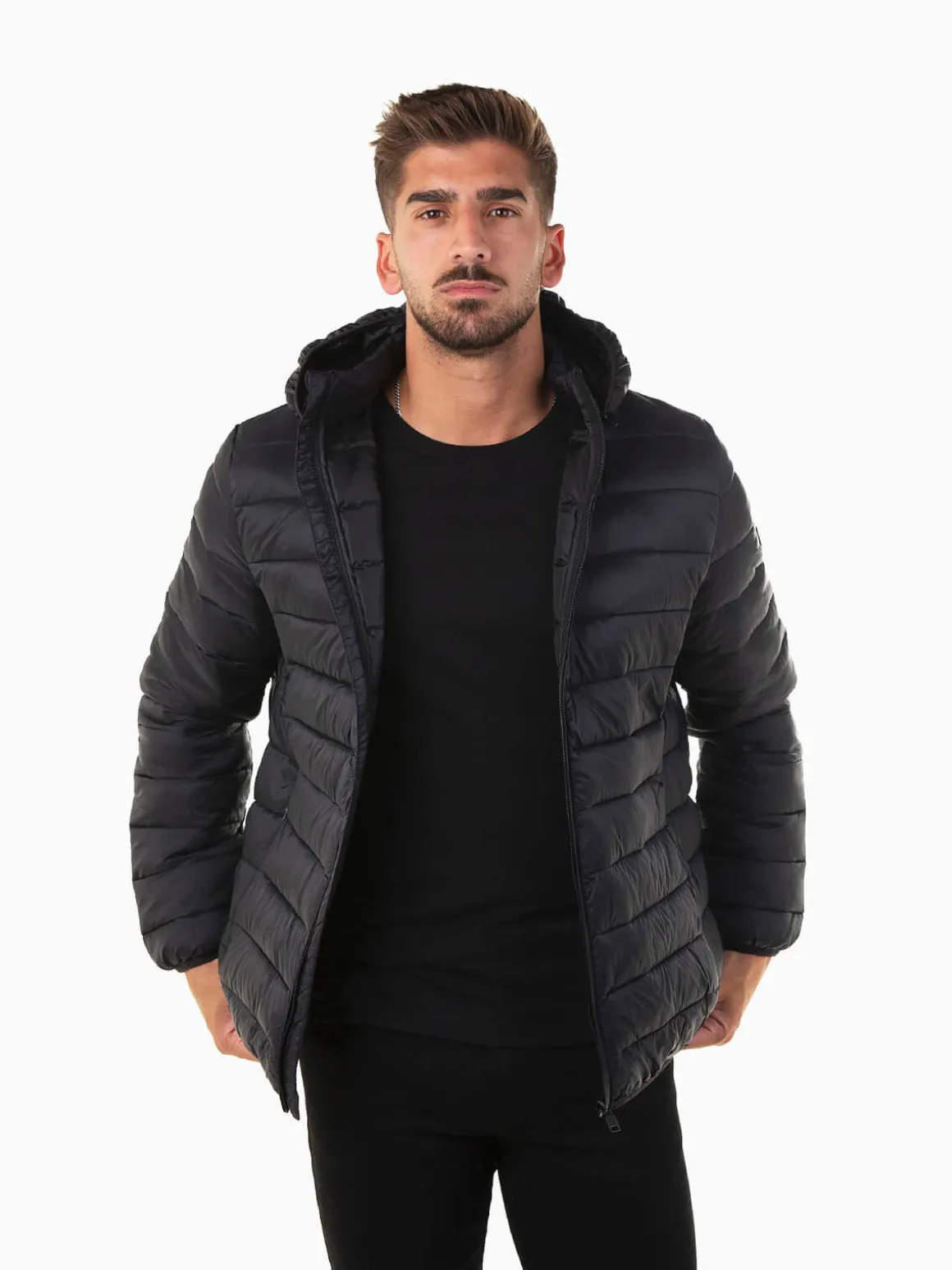 Blusão acolchoado com capuz removível