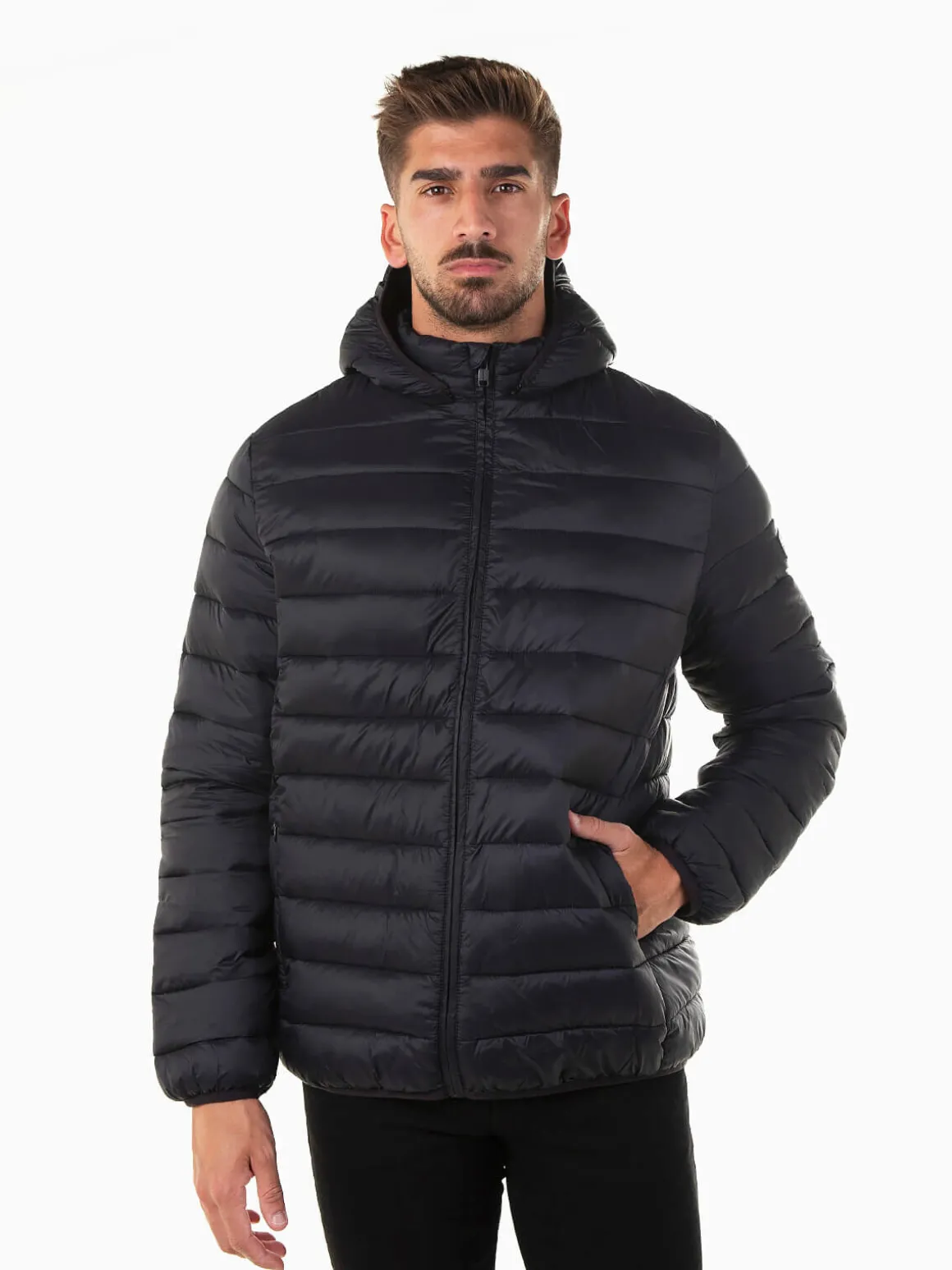 Blusão acolchoado com capuz removível