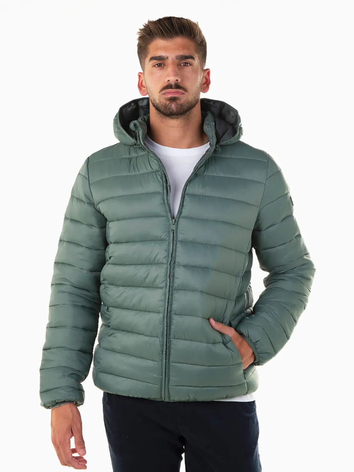 Blusão acolchoado com capuz removível