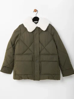 Blusão acolchoado gola de pelo removível