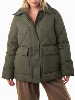 Blusão acolchoado gola de pelo removível