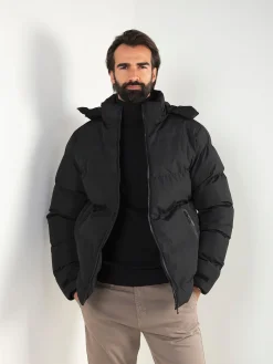 Blusão acolchoado impermeável capuz amovível