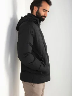 Blusão acolchoado impermeável capuz amovível