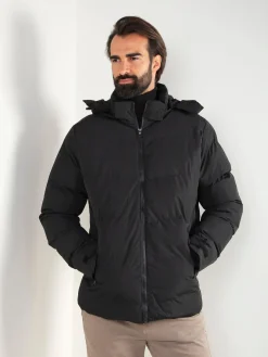 Blusão acolchoado impermeável capuz amovível