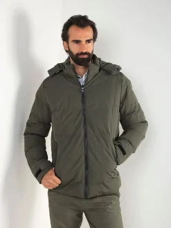 Blusão acolchoado impermeável capuz amovível