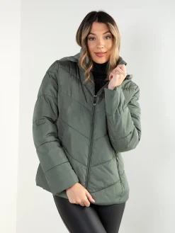 Blusão acolchoado impermeável com capuz removível