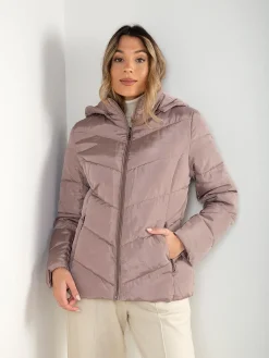 Blusão acolchoado impermeável com capuz removível