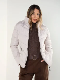 Blusão acolchoado impermeável com capuz removível