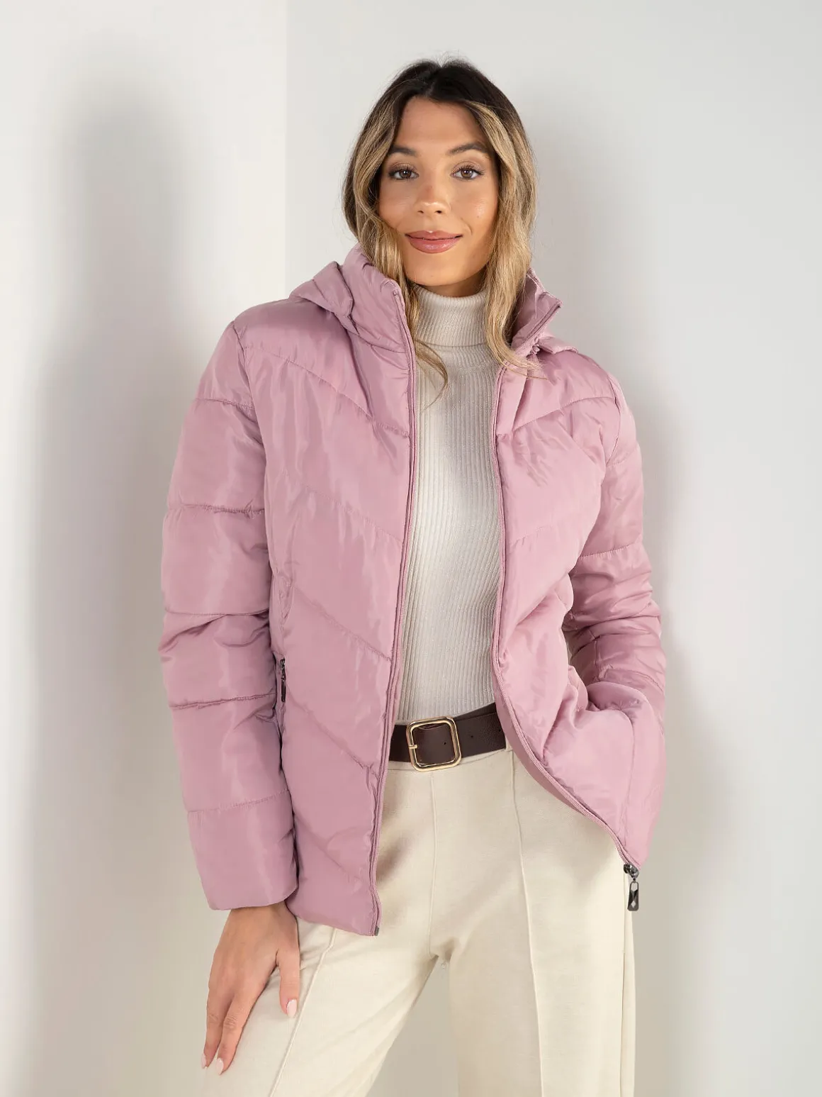 Blusão acolchoado impermeável com capuz removível