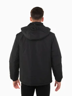 Blusão acolchoado preto com capuz