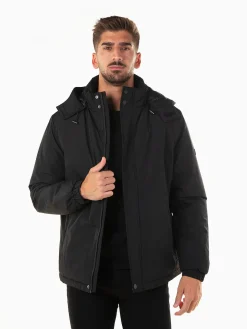 Blusão acolchoado preto com capuz