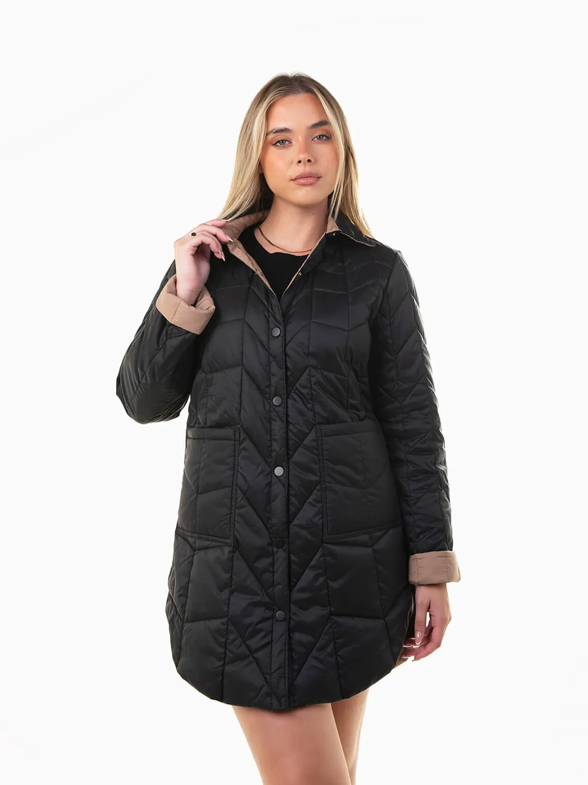 Blusão acolchoado reversível preto