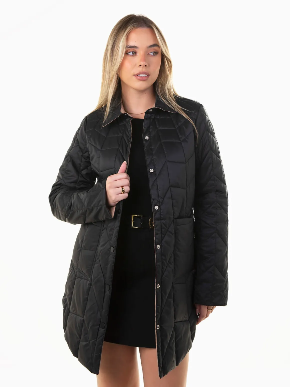 Blusão acolchoado reversível preto