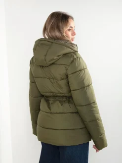 Blusão acolchoado verde tropa com capuz