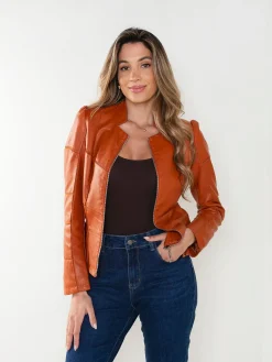 Blusão biker com folhos