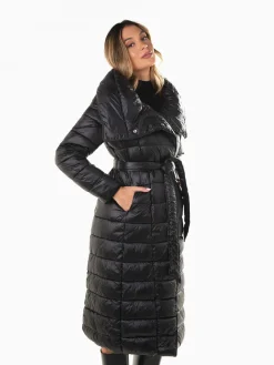 Blusão comprido acolchoado com cinto