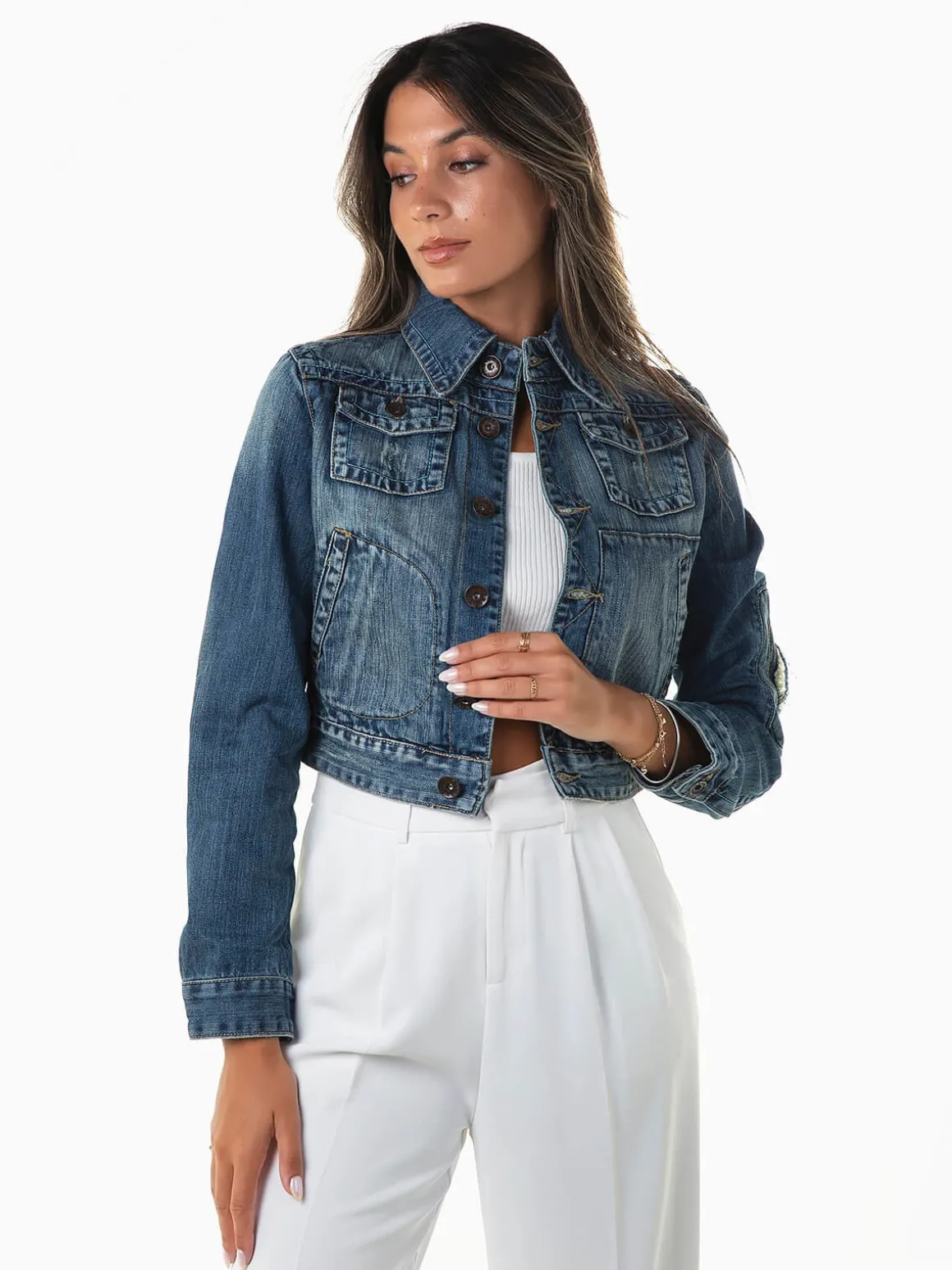 Blusão ganga curto com bordado