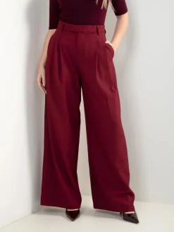 Calças alfaiataria cintura alta com pregas