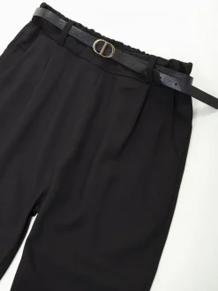 Calças alfaiataria com cinto e cintura elástica