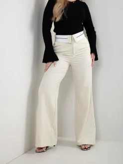 Calças alfaiataria com cintura virada