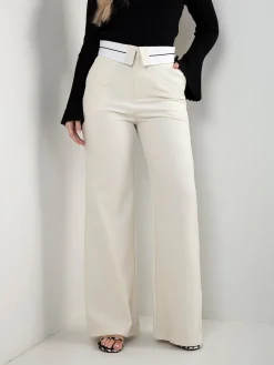 Calças alfaiataria com cintura virada