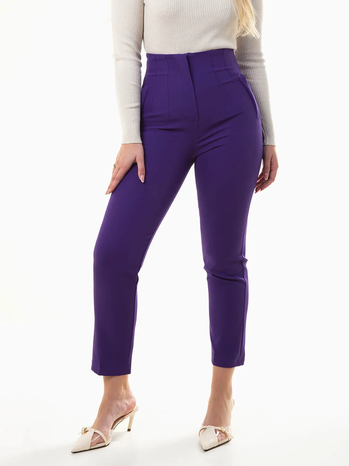 Calças alfaiataria de cintura alta