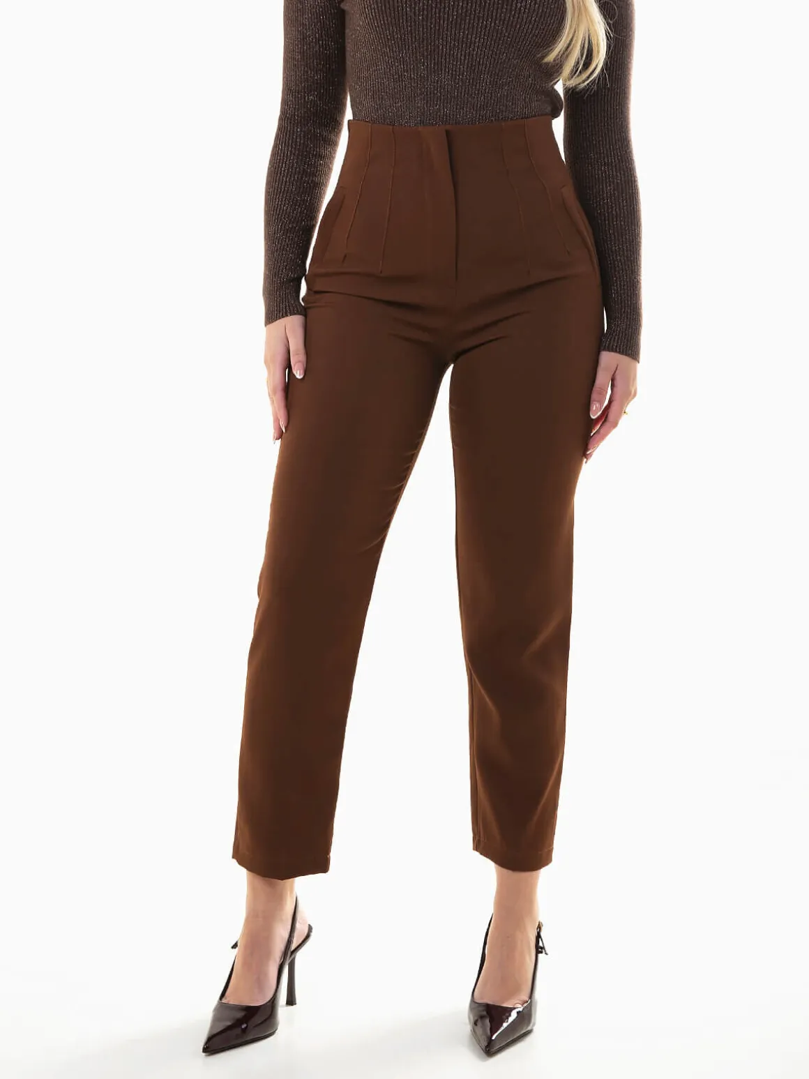 Calças alfaiataria de cintura alta