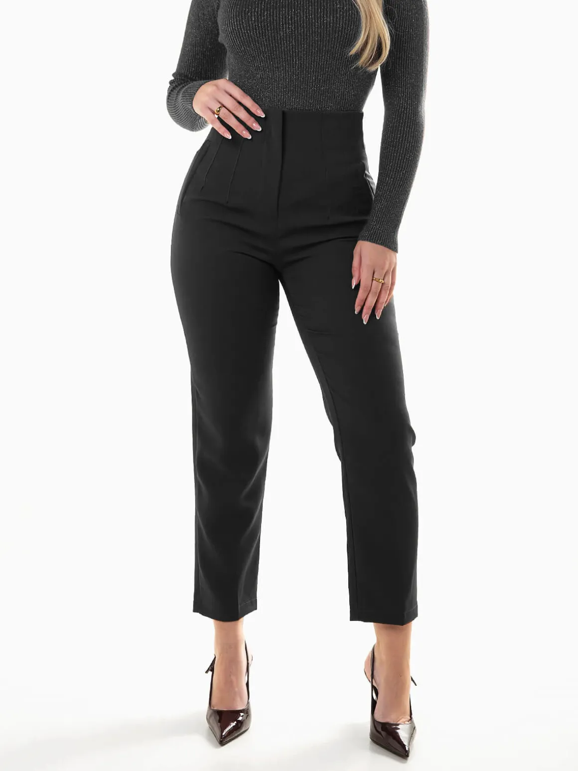 Calças alfaiataria de cintura alta