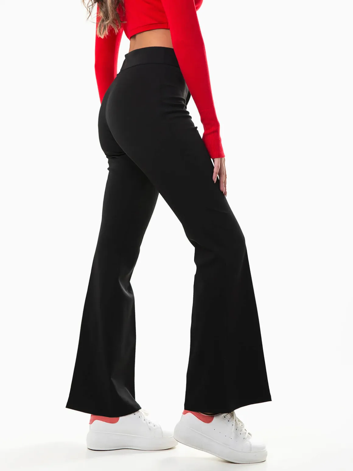 Calças boca de sino com pinças