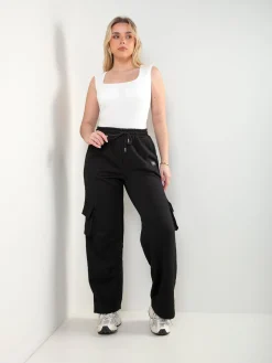 Calças cargo malha com cintura elástica