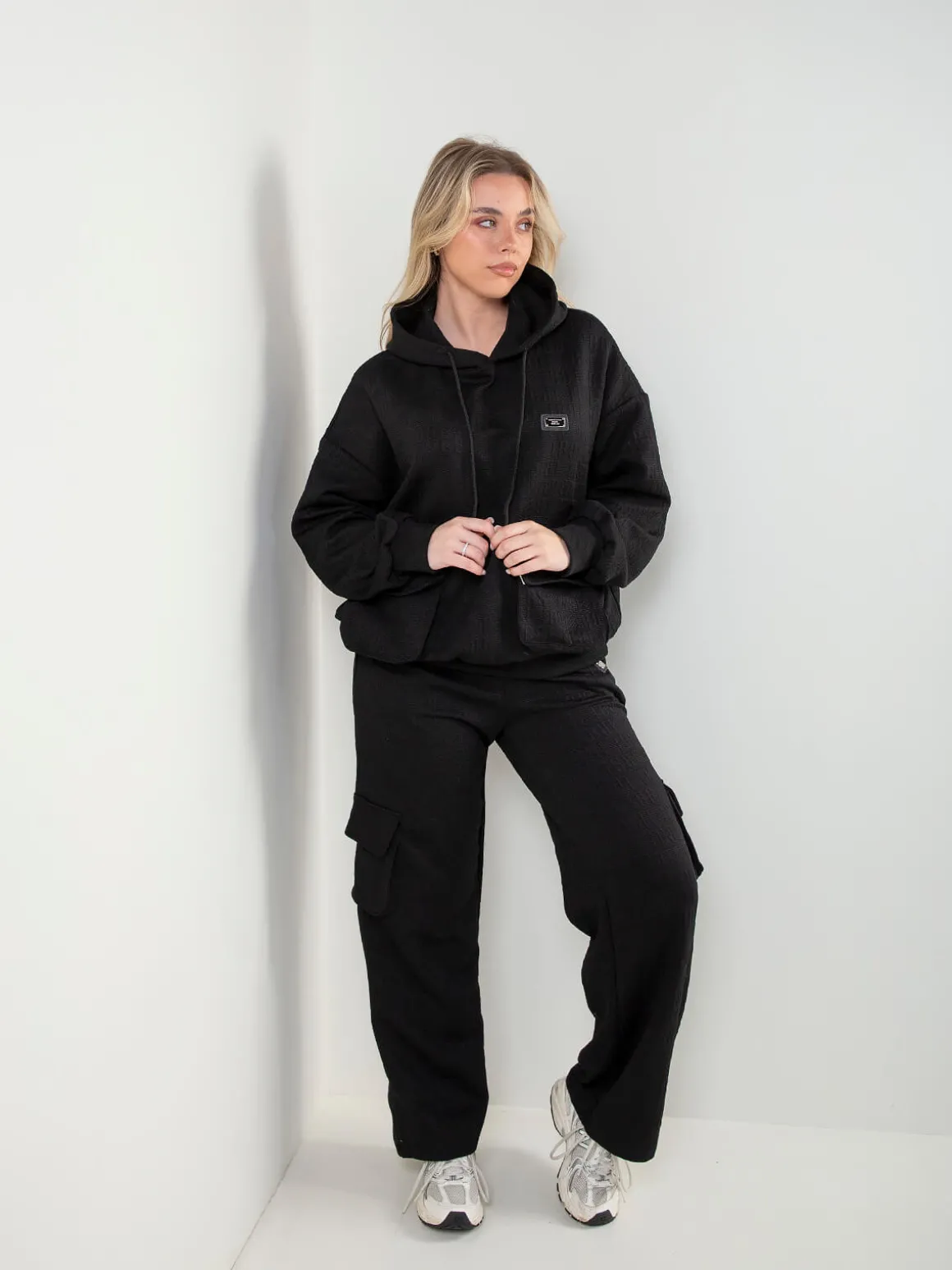 Calças cargo malha com cintura elástica