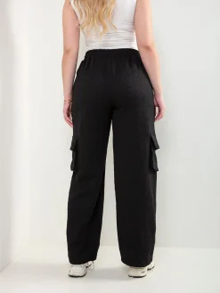 Calças cargo malha com cintura elástica