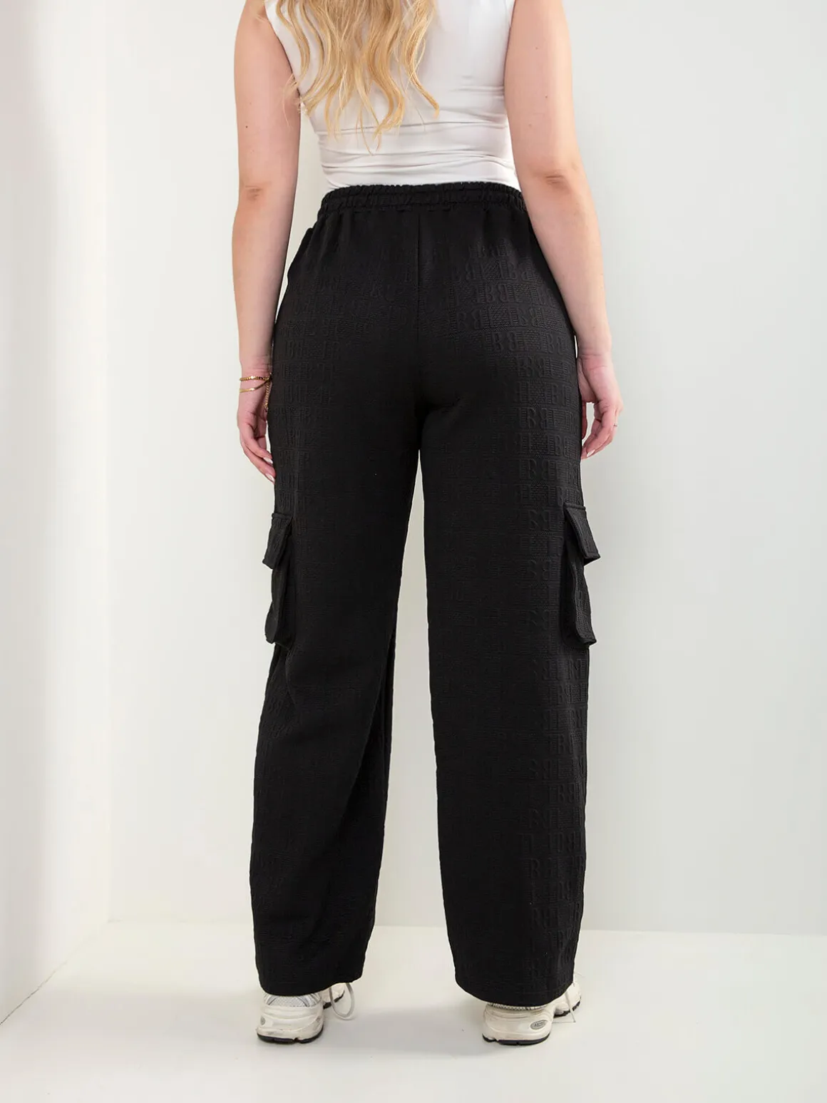 Calças cargo malha com cintura elástica