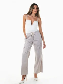 Calças cargo tecido elástico