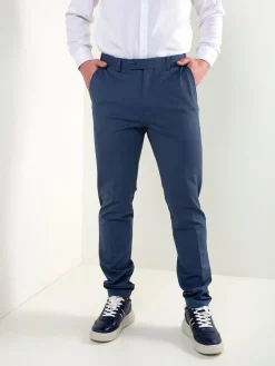 Calças chino azuis com micro padrão