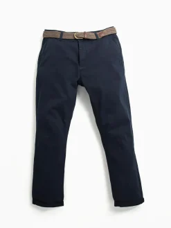 Calças chino azul marinho com cinto