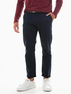 Calças chino azul marinho com cinto
