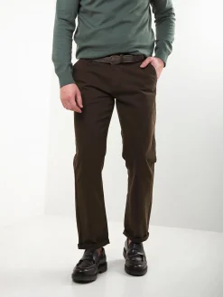 Calças chino sarja com cinto