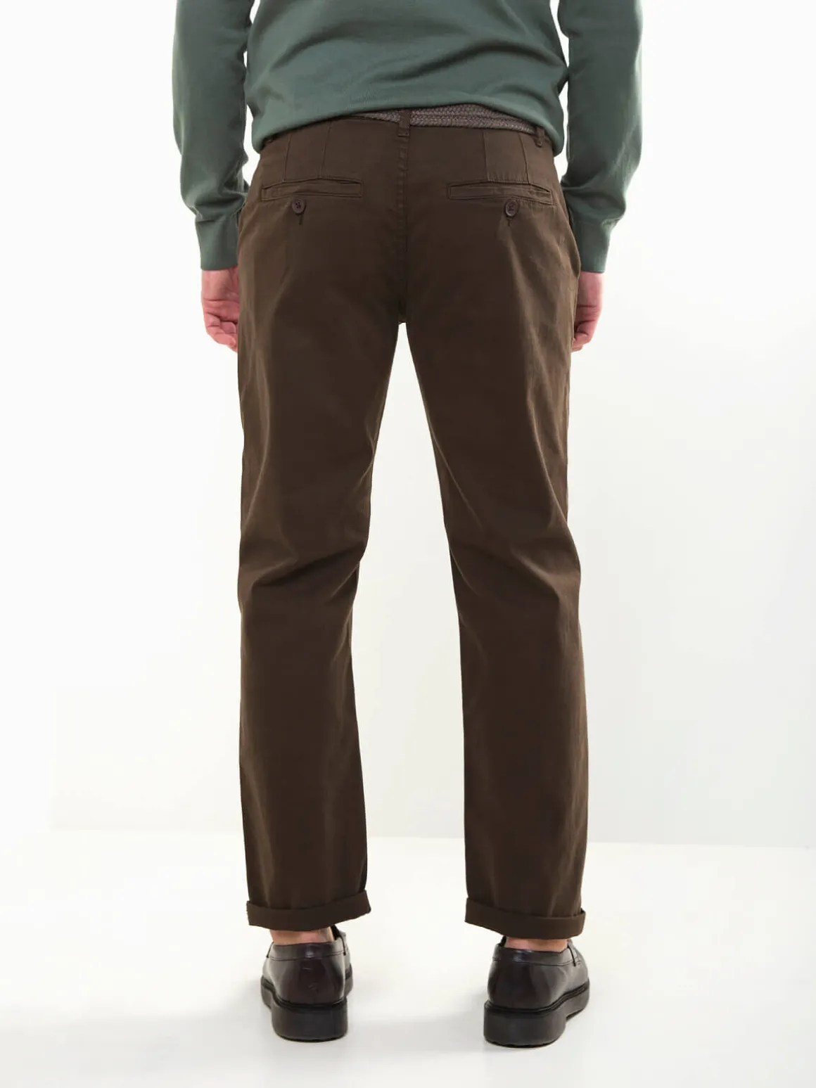 Calças chino sarja com cinto