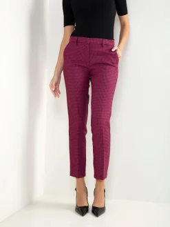 Calças cintura alta pied-de-poule